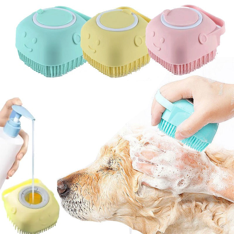 Pet Shower Brush - Massage & Shampoo Dispenser for Dogs & Cats
