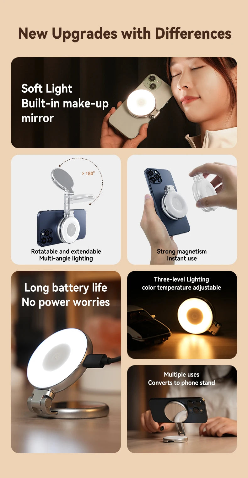 Magnetic Photography Grip - Wireless Bluetooth Stabilizer for All magnetic charging Phones