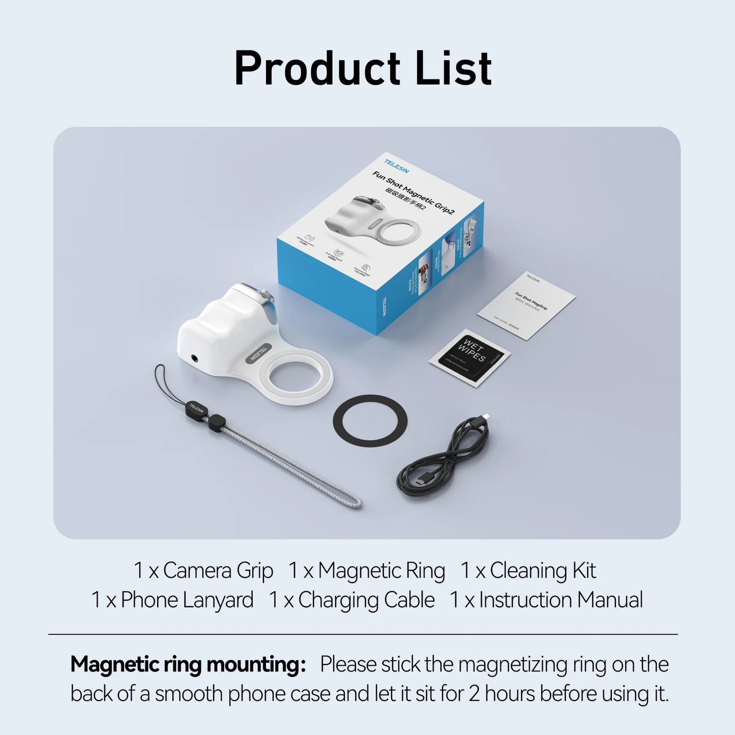 Magnetic Photography Grip - Wireless Bluetooth Stabilizer for All magnetic charging Phones