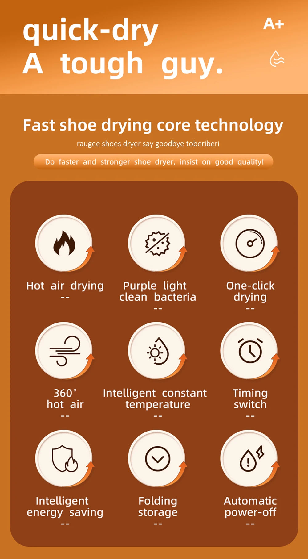 Electric Shoe Dryer - Sterilizing Dehumidifying Boot Warmer