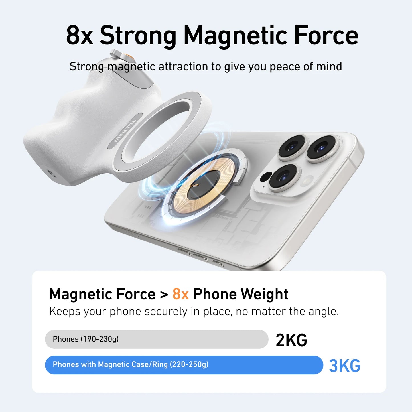 Magnetic Photography Grip - Wireless Bluetooth Stabilizer for All magnetic charging Phones
