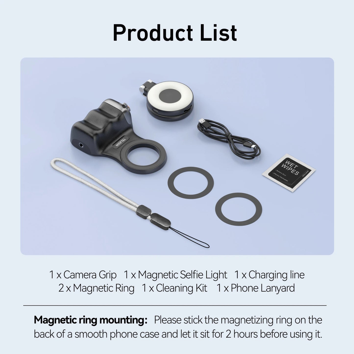 Magnetic Photography Grip - Wireless Bluetooth Stabilizer for All magnetic charging Phones