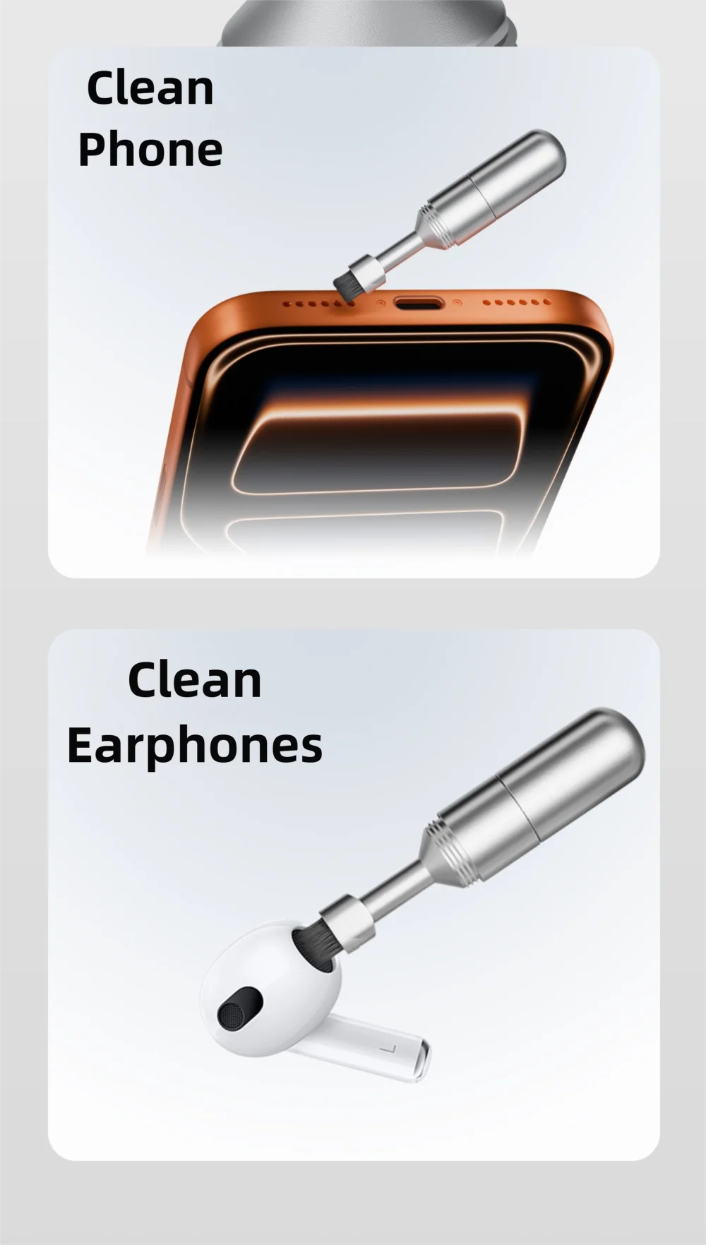 2-in-1 SIM Card Tool & Earphone Cleaning Brush - Portable Keychain