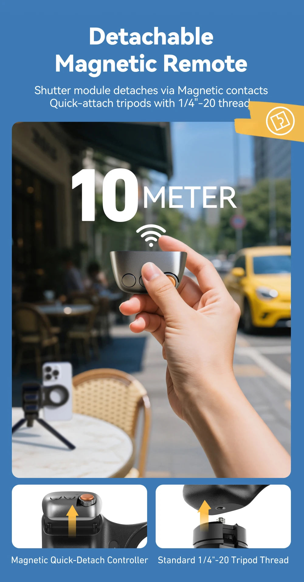 Magnetic Photography Grip - Wireless Bluetooth Stabilizer for All magnetic charging Phones